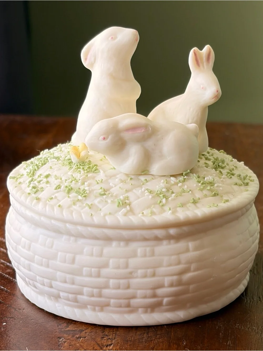 White Ceramic Bunny Trinket Box - Decorative Home Accent